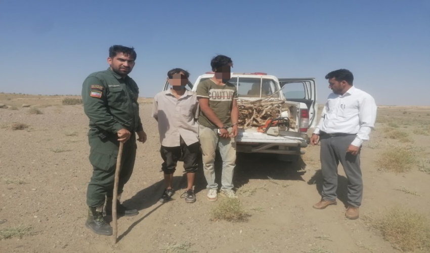 سوداگران چوب تاغ در دام یگان حفاظت منابع طبیعی اشتهارد افتادند