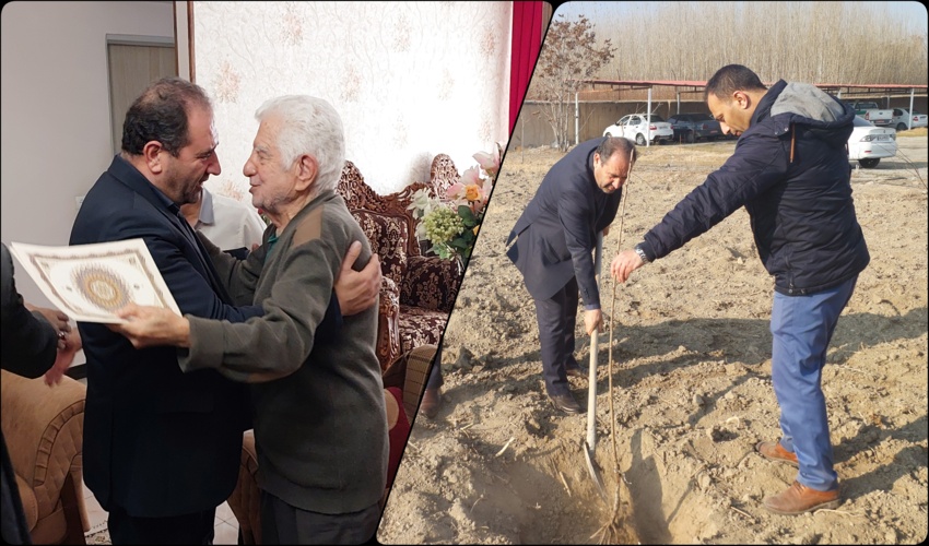 نهالکاری به نام پدر و دیدار مدیرکل منابع طبیعی البرز با خانواده‌های شهدا در روز گرامیداشت پدر